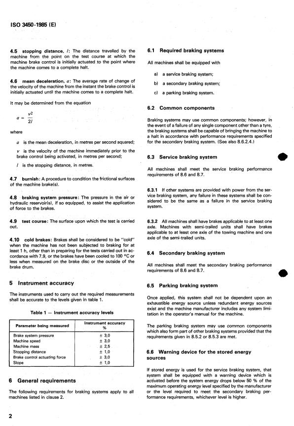 ISO 3450:1985 ISO 3450:1985 - Earth-moving machinery -- Wheeled machines -- Performance requirements and test procedures for braking systems - Page 4 preview