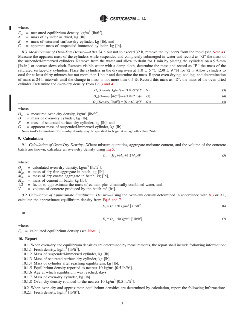 REDLINE ASTM C567/C567M-14 - Standard Test Method for  Determining Density of Structural Lightweight Concrete