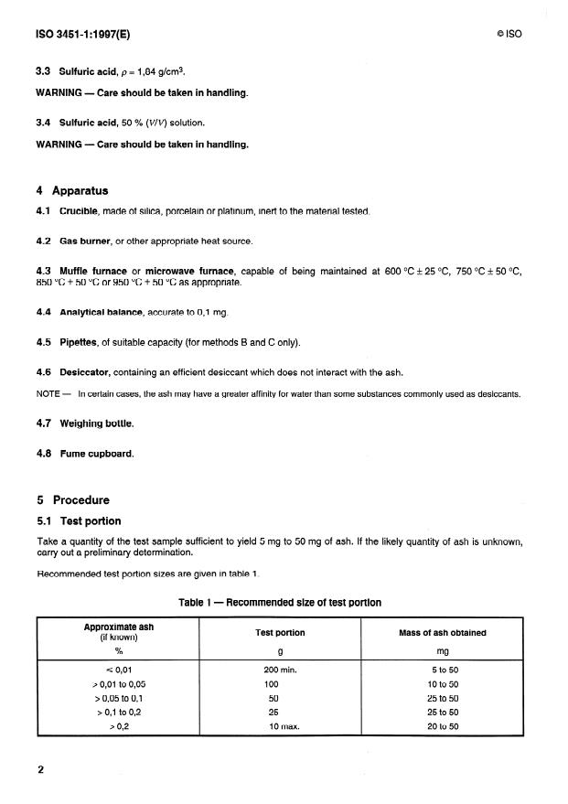 ISO 3451-1:1997 ISO 3451-1:1997 - Plastics -- Determination of ash - Page 4 preview