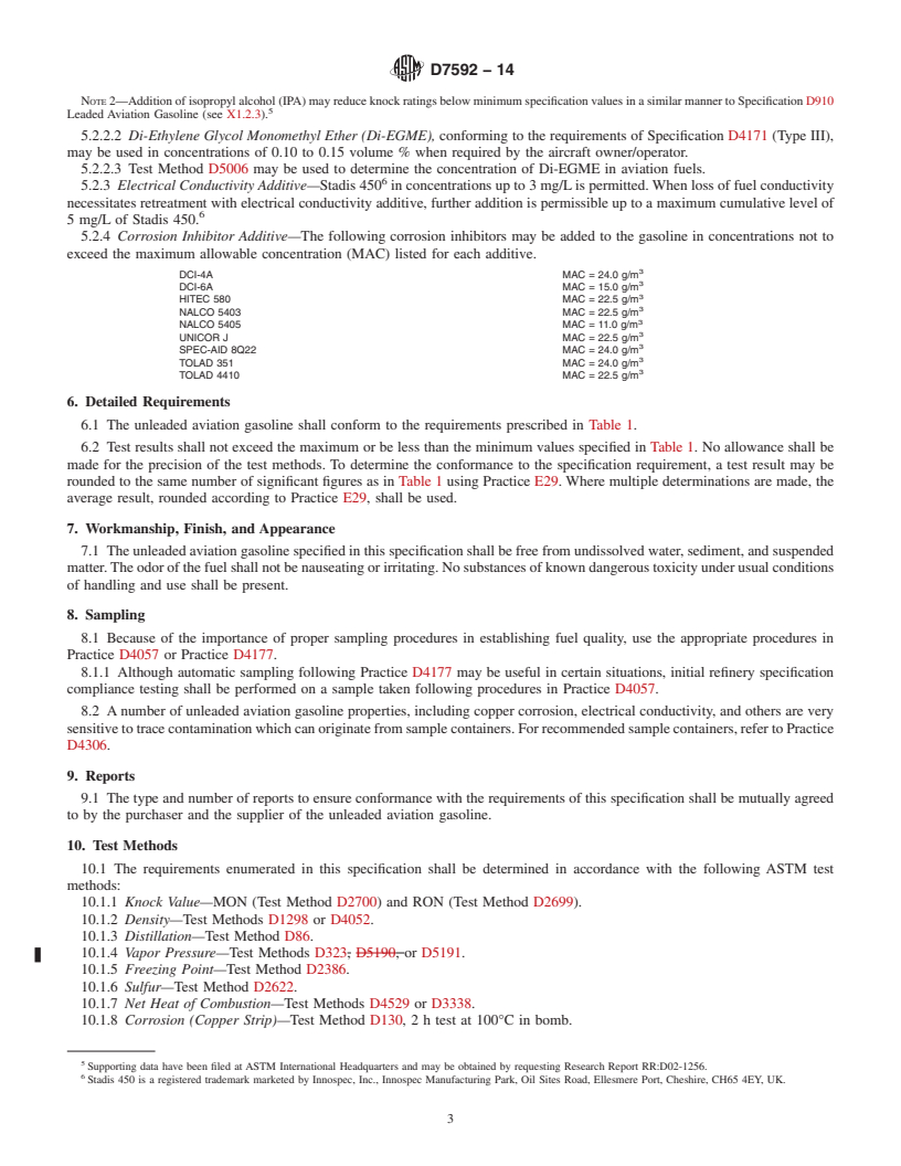 REDLINE ASTM D7592-14 - Standard Specification for  Specification for Grade 94 Unleaded Aviation Gasoline Certification  and Test Fuel