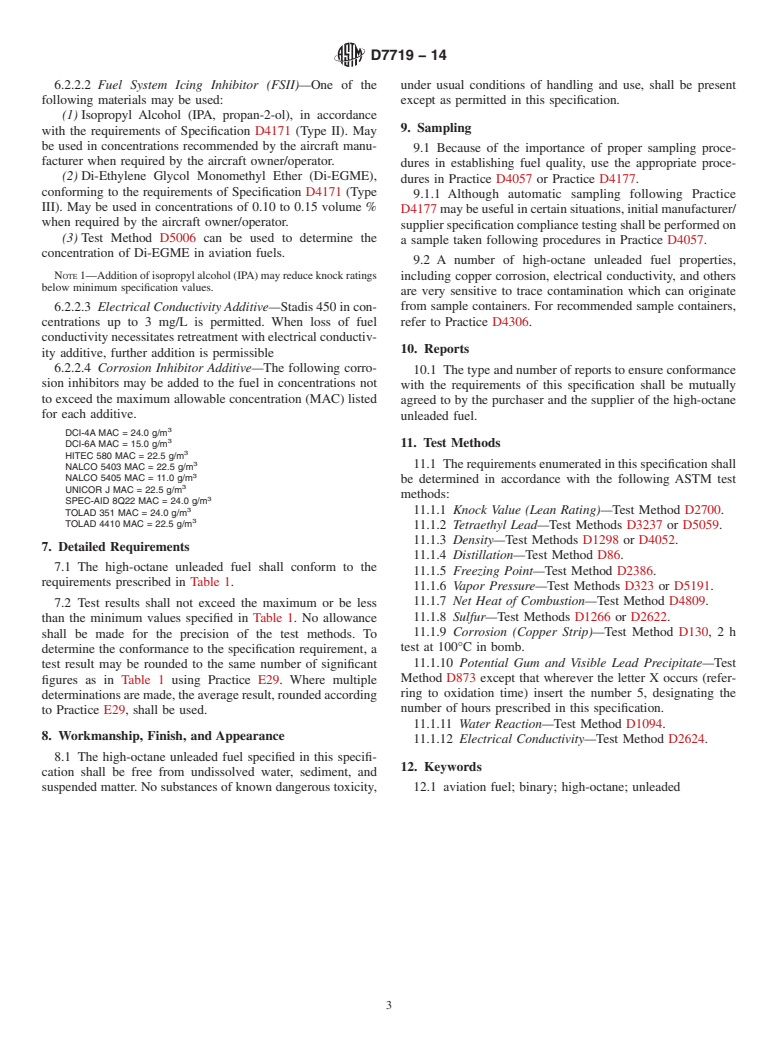 ASTM D7719-14 - Standard Specification for  High-Octane Unleaded Fuel