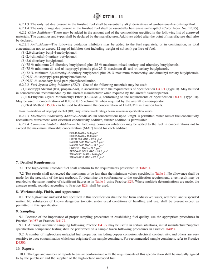 REDLINE ASTM D7719-14 - Standard Specification for  High-Octane Unleaded Fuel