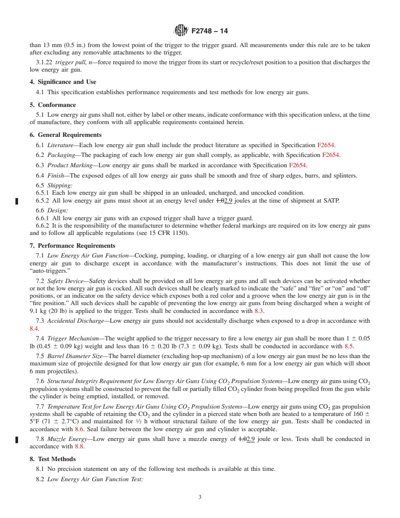 REDLINE ASTM F2748-14 - Standard Specification for  Low Energy Air Guns