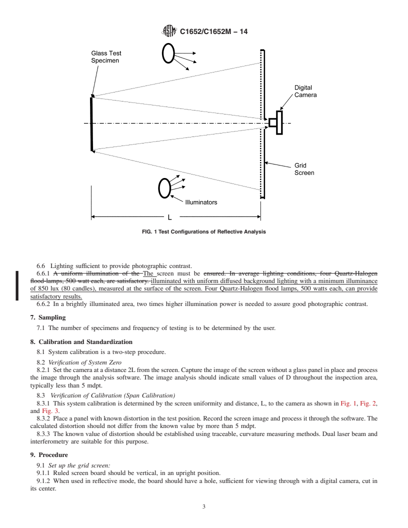 REDLINE ASTM C1652/C1652M-14 - Standard Test Method for  Measuring Optical Distortion in Flat Glass Products Using Digital   Photography  of Grids