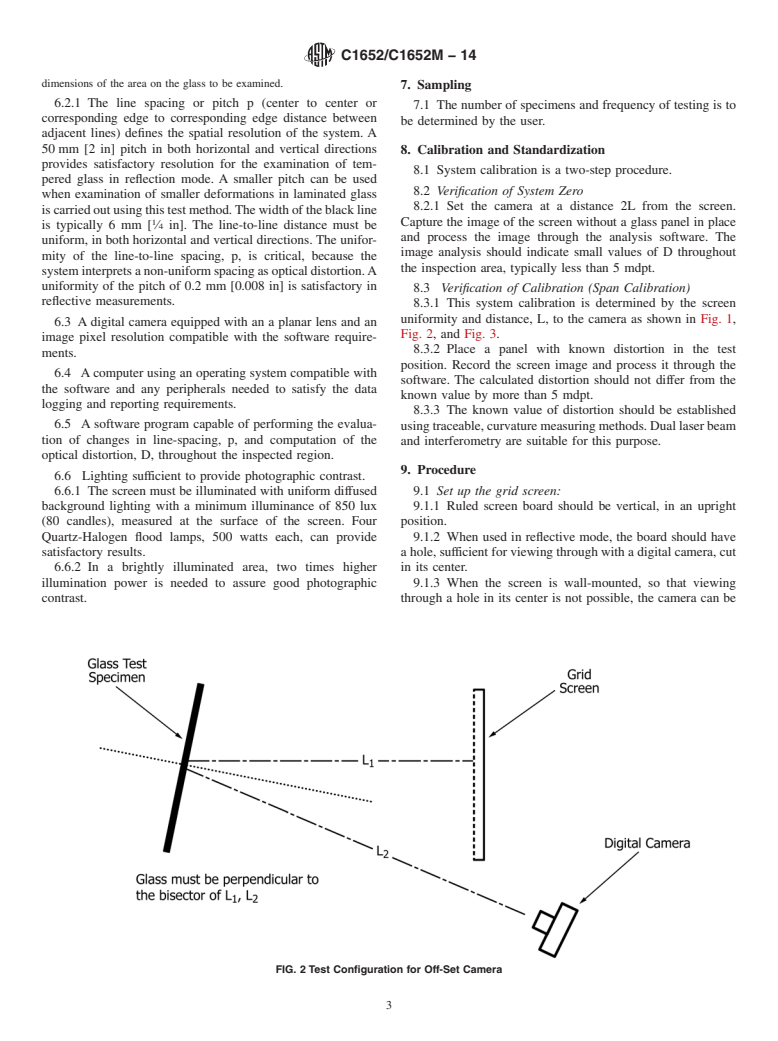 ASTM C1652/C1652M-14 - Standard Test Method for  Measuring Optical Distortion in Flat Glass Products Using Digital   Photography  of Grids