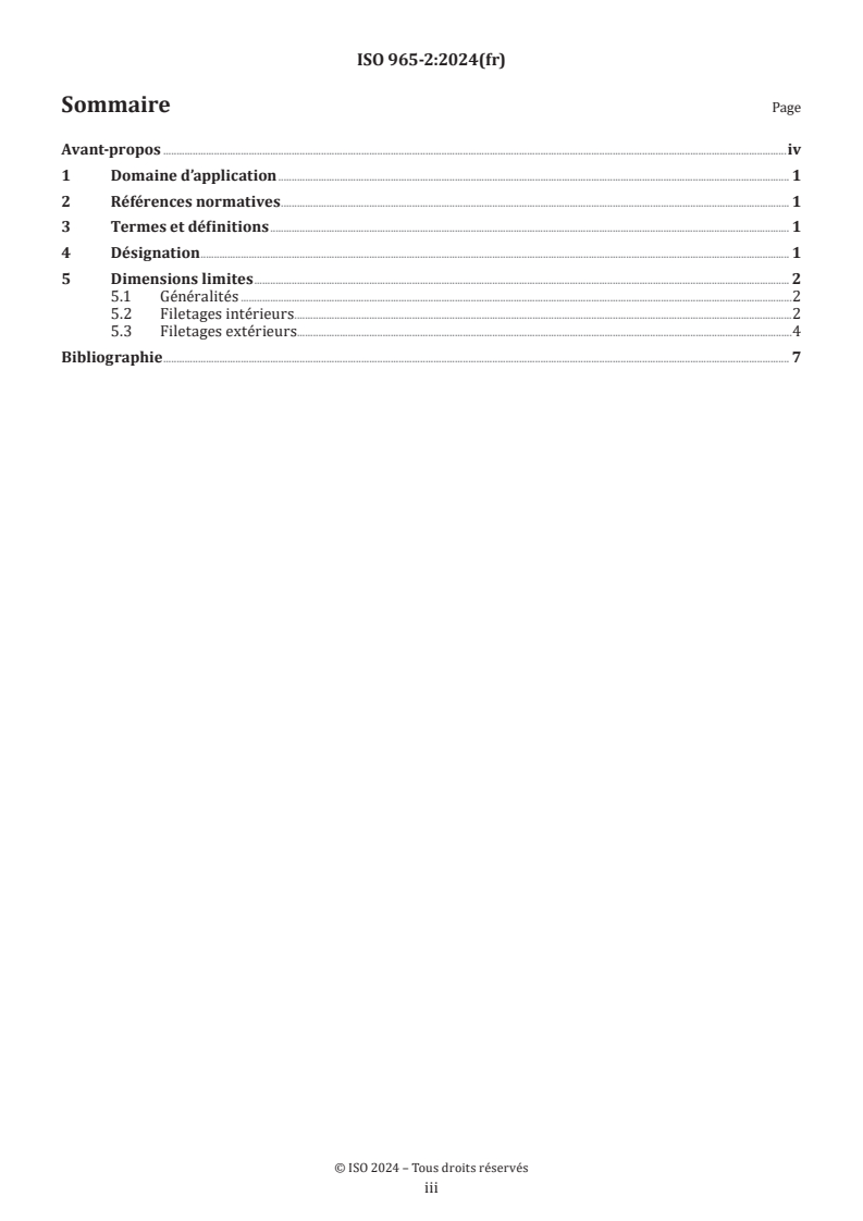 ISO 965-2:2024 - Filetages métriques ISO pour usages généraux — Tolérances — Partie 2: Dimensions limites pour filetages intérieurs et extérieurs (classes de tolérance 6H et 6g pour M1,6 à M100 et 5H et 6h pour M1 à M1,4)
Released:11/15/2024