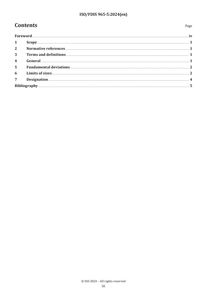 ISO/FDIS 965-5 - ISO general purpose metric screw threads — Tolerances — Part 5: Limits of sizes for internal threads to mate with hot-dip galvanized external threads with maximum size of tolerance position h before galvanizing
Released:11/11/2024