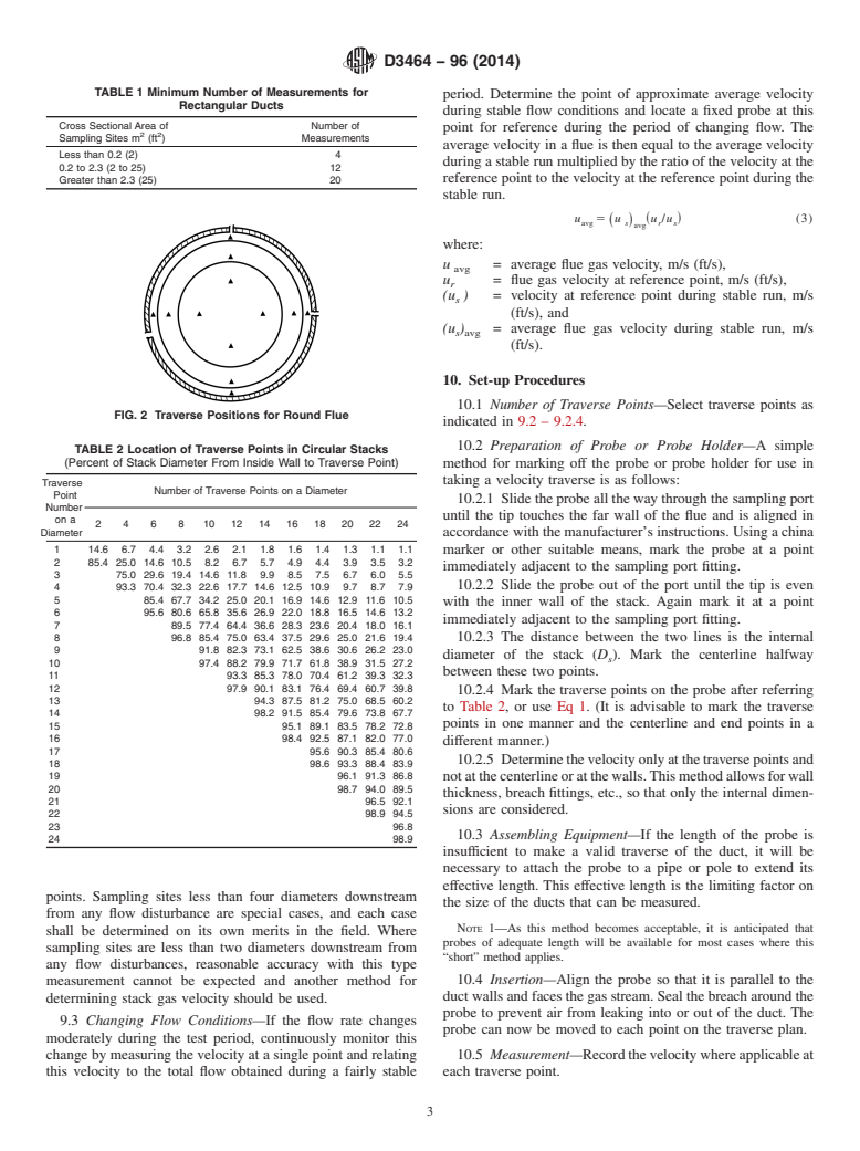 ASTM D3464-96(2014) - Standard Test Method for  Average Velocity in a Duct Using a Thermal Anemometer