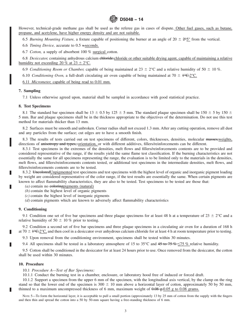 REDLINE ASTM D5048-14 - Standard Test Method for  Measuring the Comparative Burning Characteristics and Resistance  to Burn-Through of Solid Plastics Using a 125-mm Flame