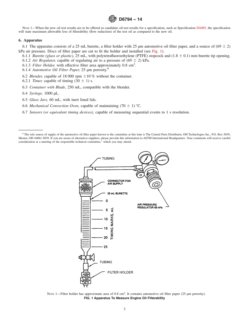 REDLINE ASTM D6794-14 - Standard Test Method for Measuring the Effect on Filterability of Engine Oils After Treatment with Various Amounts of Water and a Long&#40;6&#8201;h&#41; Heating  Time