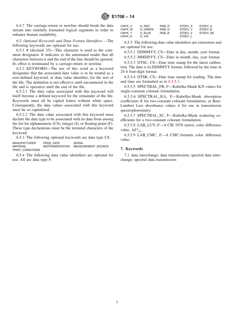 ASTM E1708-14 - Standard Practice for Electronic Interchange of Color and Appearance Data