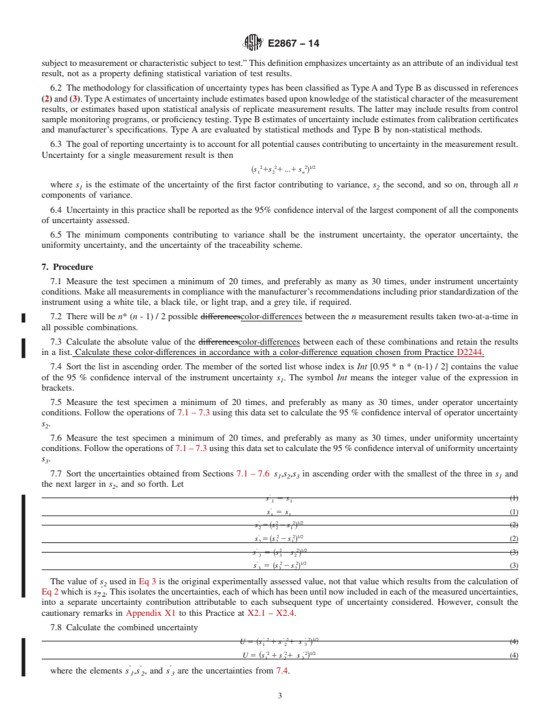 REDLINE ASTM E2867-14 - Standard Practice for Estimating Uncertainty of Test Results Derived from Spectrophotometry