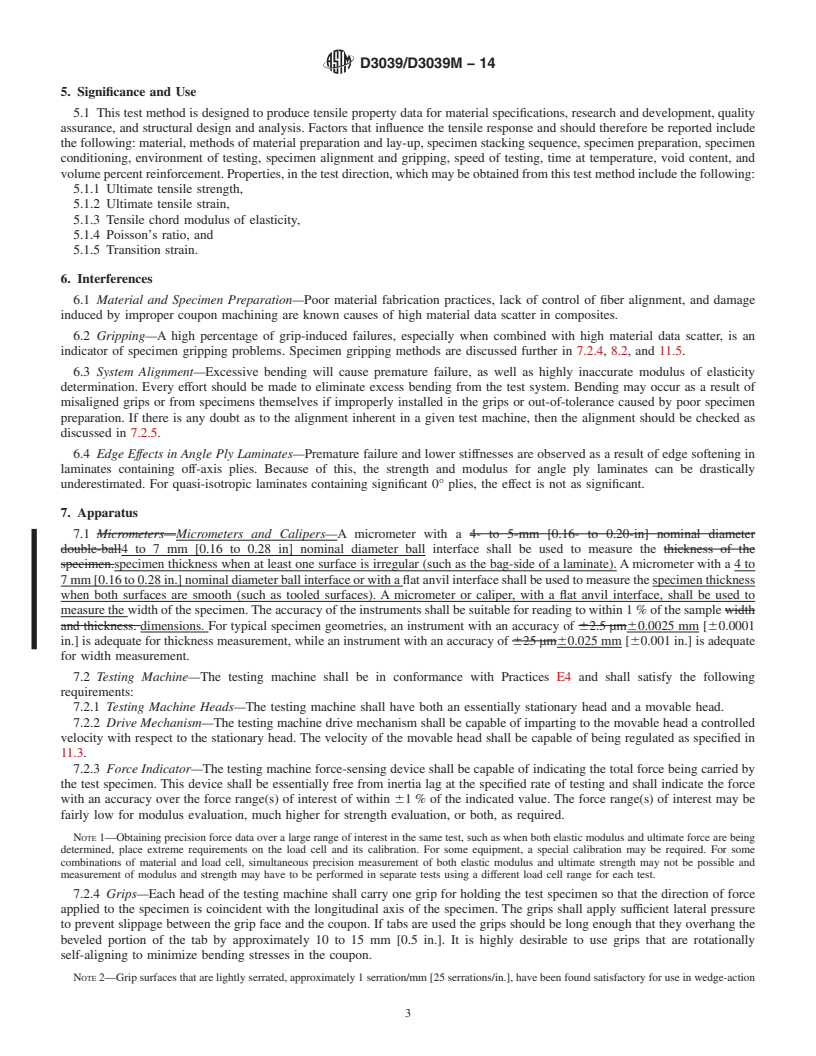 REDLINE ASTM D3039/D3039M-14 - Standard Test Method for  Tensile Properties of Polymer Matrix Composite Materials