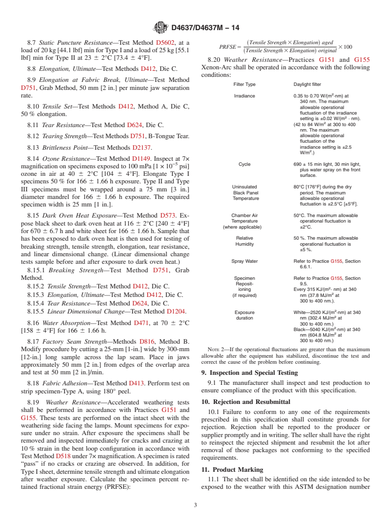 ASTM D4637/D4637M-14 - Standard Specification for  EPDM Sheet Used In Single-Ply Roof Membrane