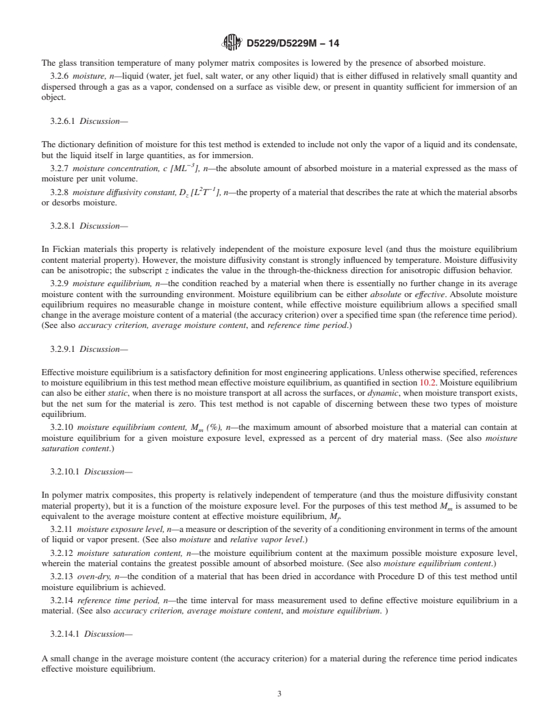 REDLINE ASTM D5229/D5229M-14 - Standard Test Method for  Moisture Absorption Properties and Equilibrium Conditioning  of Polymer Matrix Composite Materials