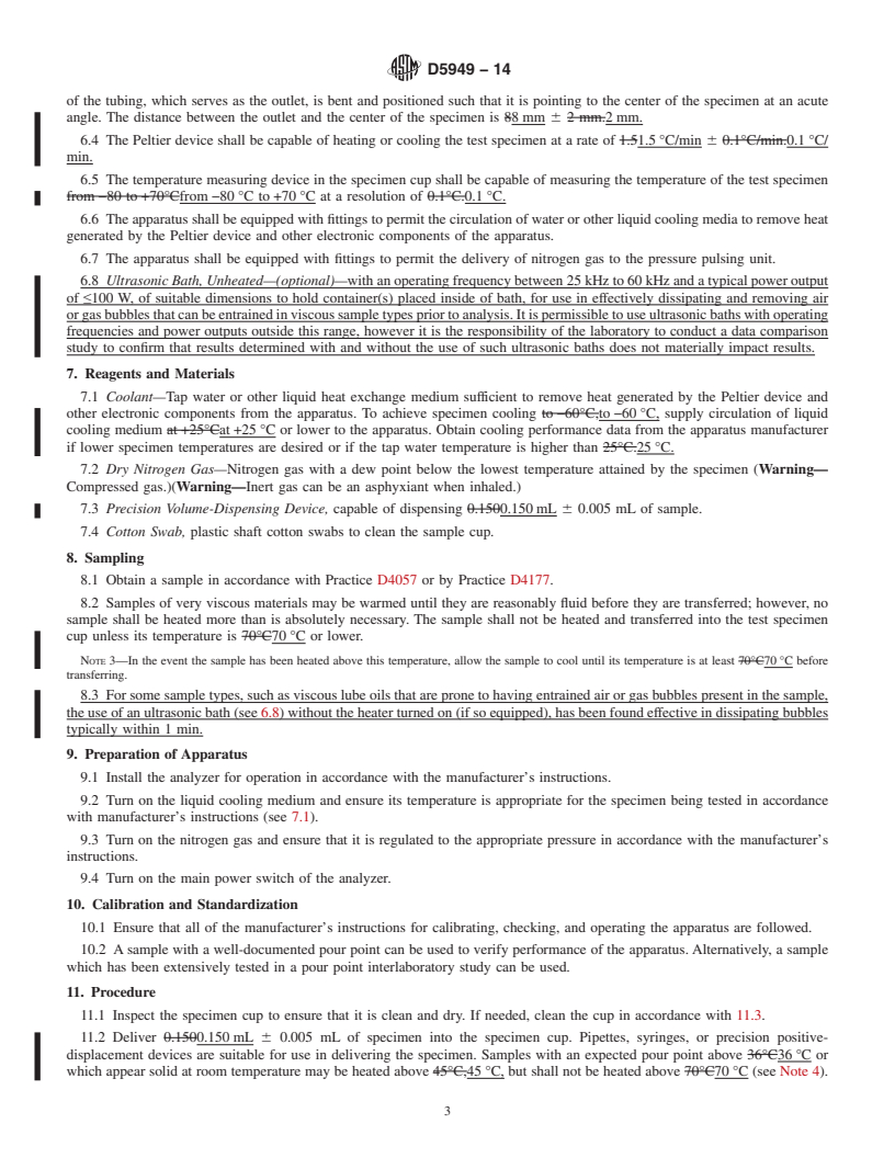 REDLINE ASTM D5949-14 - Standard Test Method for Pour Point of Petroleum Products &#40;Automatic Pressure Pulsing   Method&#41;