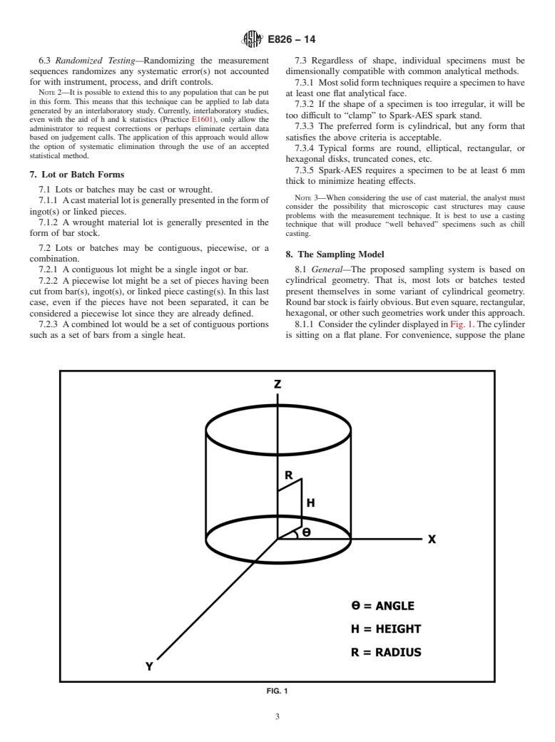 ASTM E826-14 - Standard Practice for  Testing Homogeneity of a Metal Lot or Batch in Solid Form by  Spark Atomic Emission Spectrometry (Withdrawn 2023)