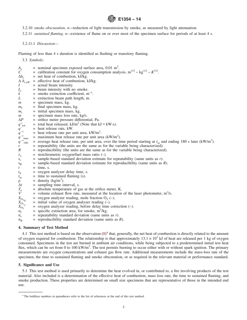 REDLINE ASTM E1354-14 - Standard Test Method for  Heat and Visible Smoke Release Rates for Materials and Products  Using an Oxygen Consumption Calorimeter