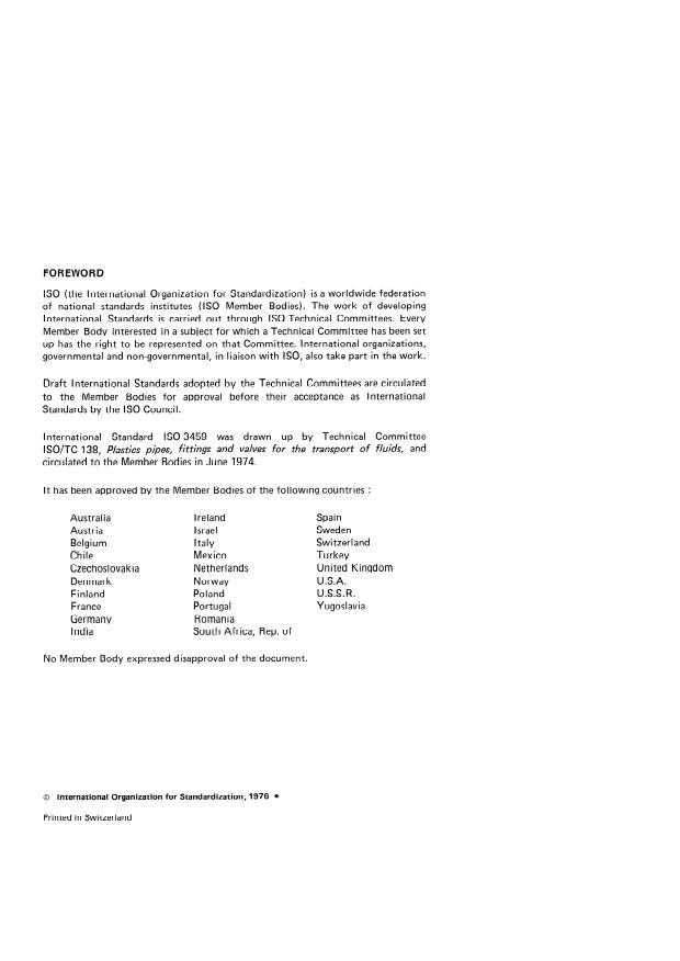ISO 3459:1976 ISO 3459:1976 - Polyethylene (PE) pressure pipes -- Joints assembled with mechanical fittings -- Internal under-pressure test method and requirement - Page 2 preview