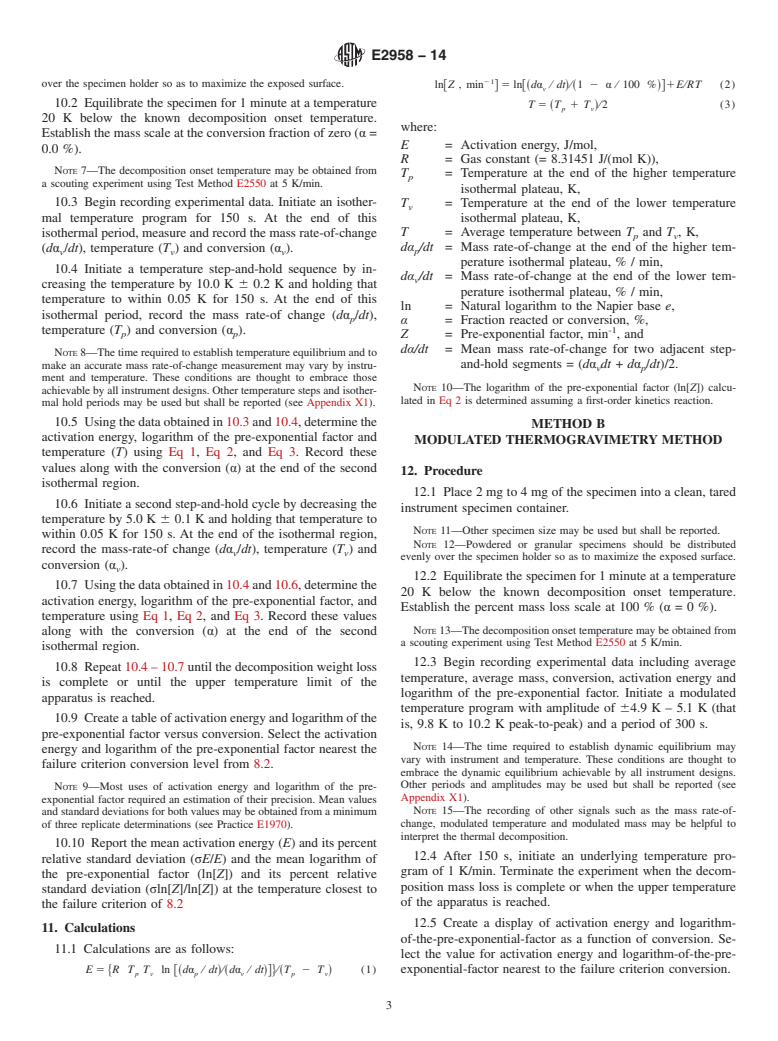 ASTM E2958-14 - Standard Test Methods for Kinetic Parameters by Factor Jump/Modulated Thermogravimetry