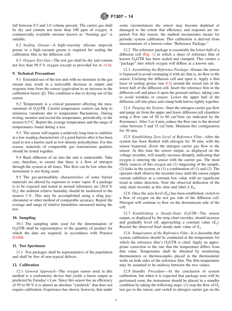 ASTM F1307-14 - Standard Test Method for  Oxygen Transmission Rate Through Dry Packages Using a Coulometric   Sensor