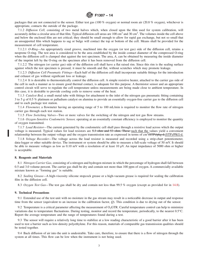 REDLINE ASTM F1307-14 - Standard Test Method for  Oxygen Transmission Rate Through Dry Packages Using a Coulometric   Sensor