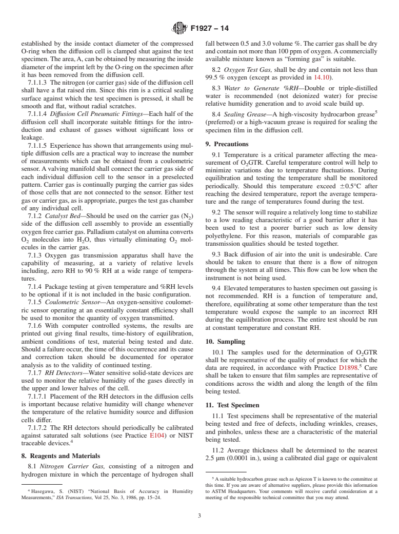 ASTM F Standard Test Method For Determination Of Oxygen Gas Transmission Rate Permeability