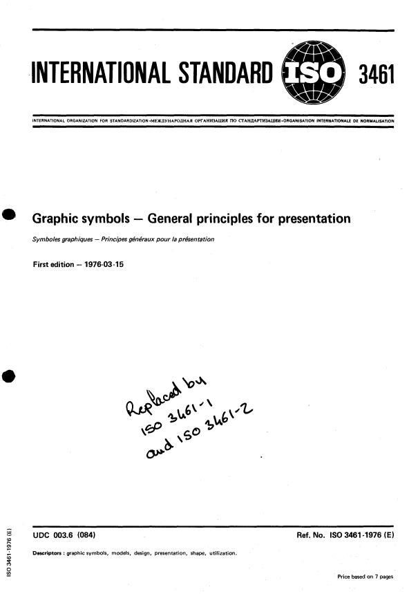 ISO 3461:1976 - Graphic symbols -- General principles for presentation