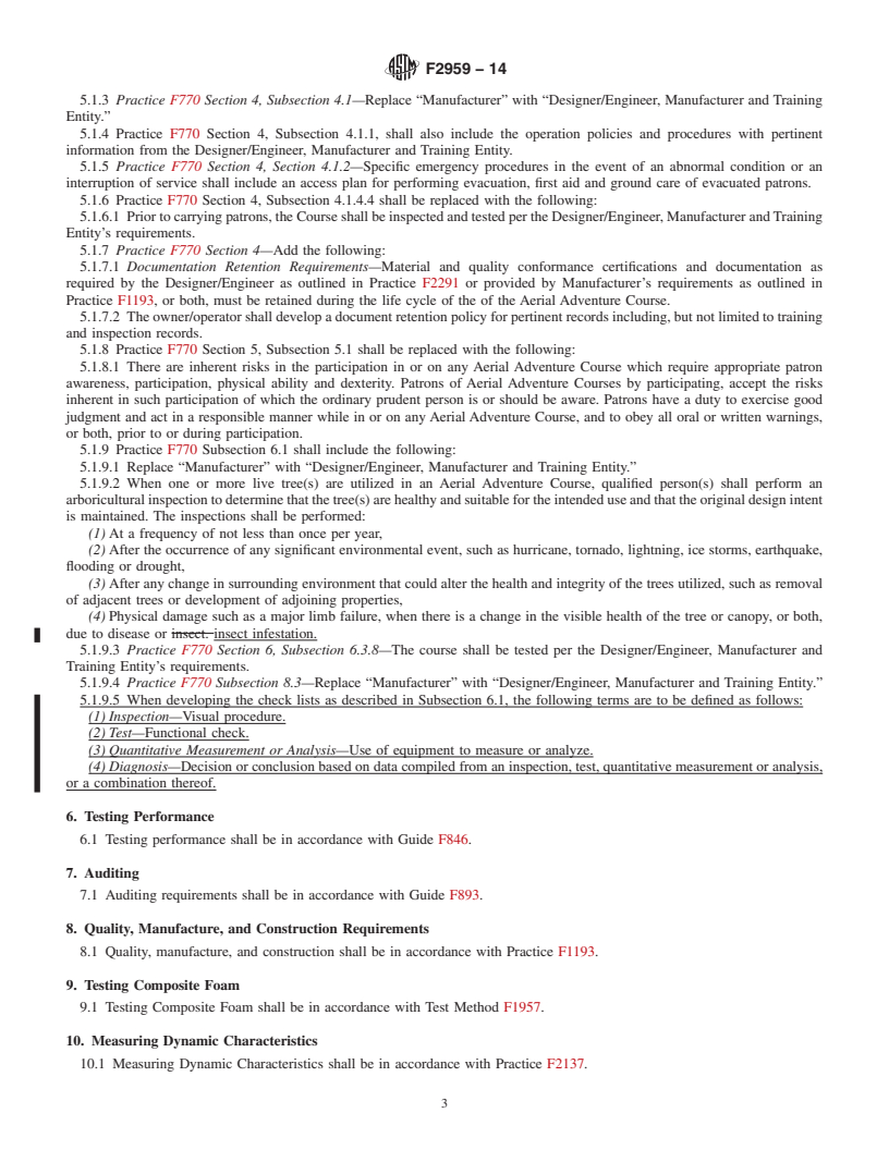 REDLINE ASTM F2959-14 - Standard Practice for Special Requirements for Aerial Adventure Courses