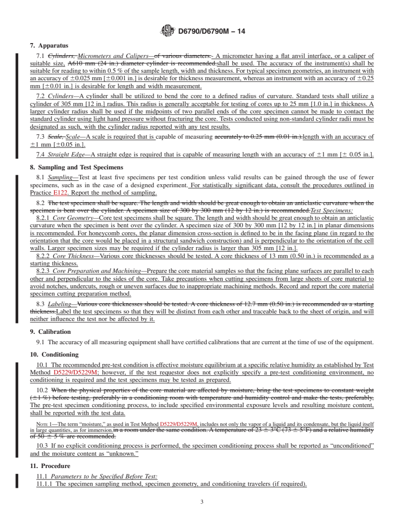 REDLINE ASTM D6790/D6790M-14 - Standard Test Method for Determining Poisson's Ratio of Honeycomb Cores