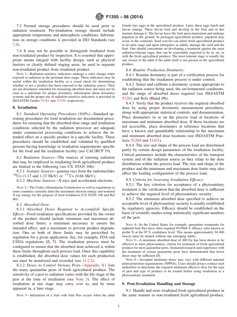 ASTM F1355-06(2014) - Standard Guide for  Irradiation of Fresh Agricultural Produce as a Phytosanitary  Treatment