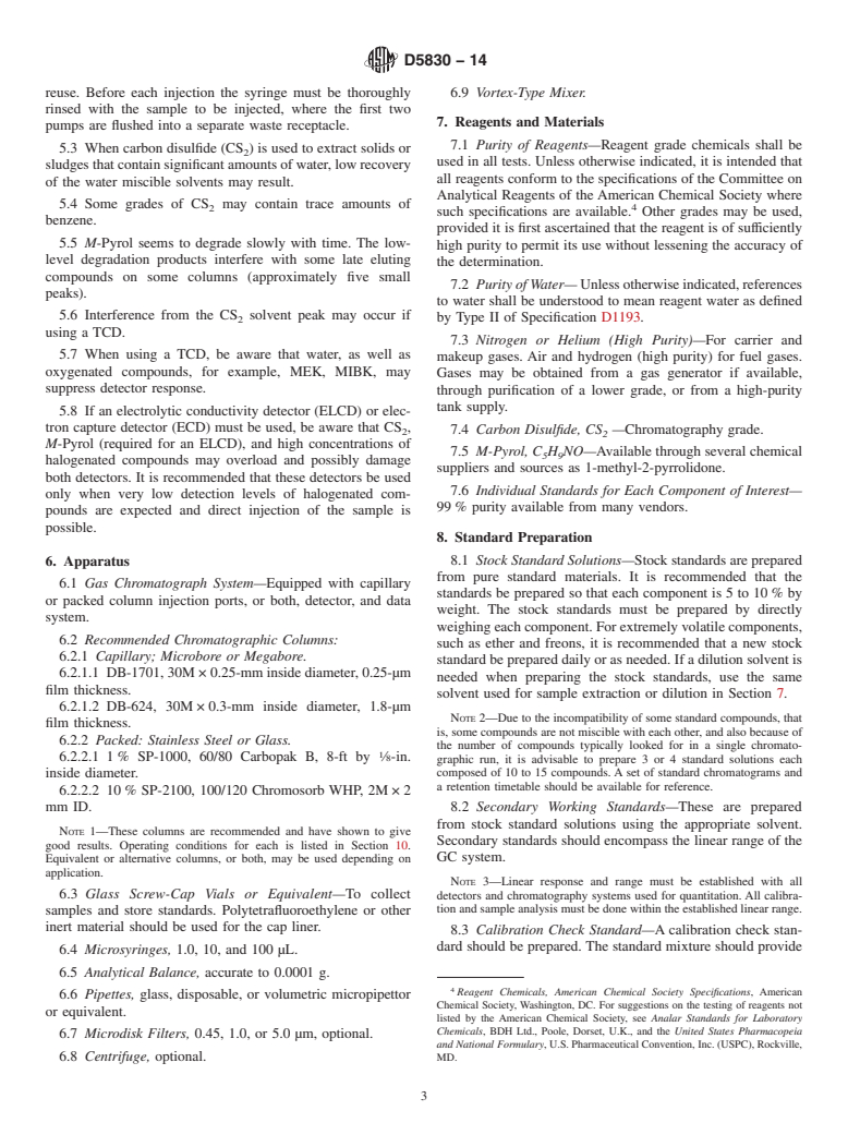 ASTM D5830-14 - Standard Test Method for  Solvents Analysis in Hazardous Waste Using Gas Chromatography