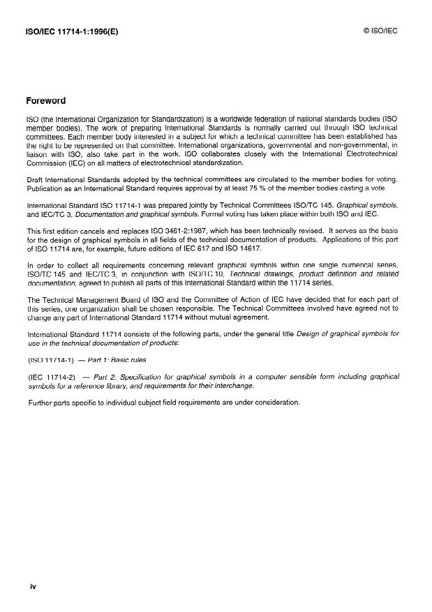 ISO/IEC 11714-1:1996 ISO/IEC 11714-1:1996 - Design of graphical symbols for use in the technical documentation of products - Page 4 preview
