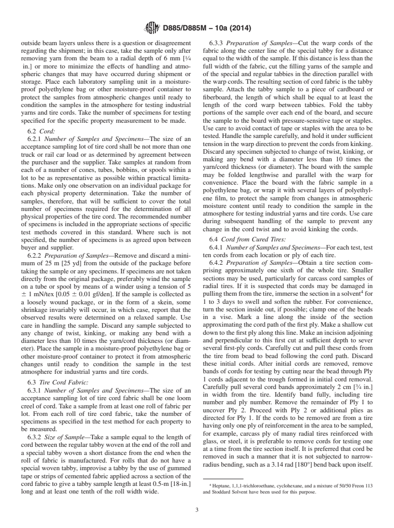 ASTM D885/D885M-10a(2014) - Standard Test Methods for  Tire Cords, Tire Cord Fabrics, and Industrial Filament Yarns  Made from Manufactured Organic-Base Fibers