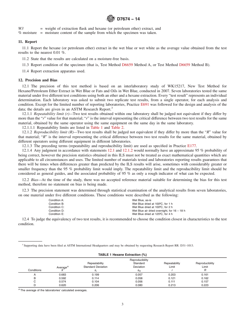 REDLINE ASTM D7674-14 - Standard Test Method for  Hexane/Petroleum Ether Extract in Wet Blue and Wet White