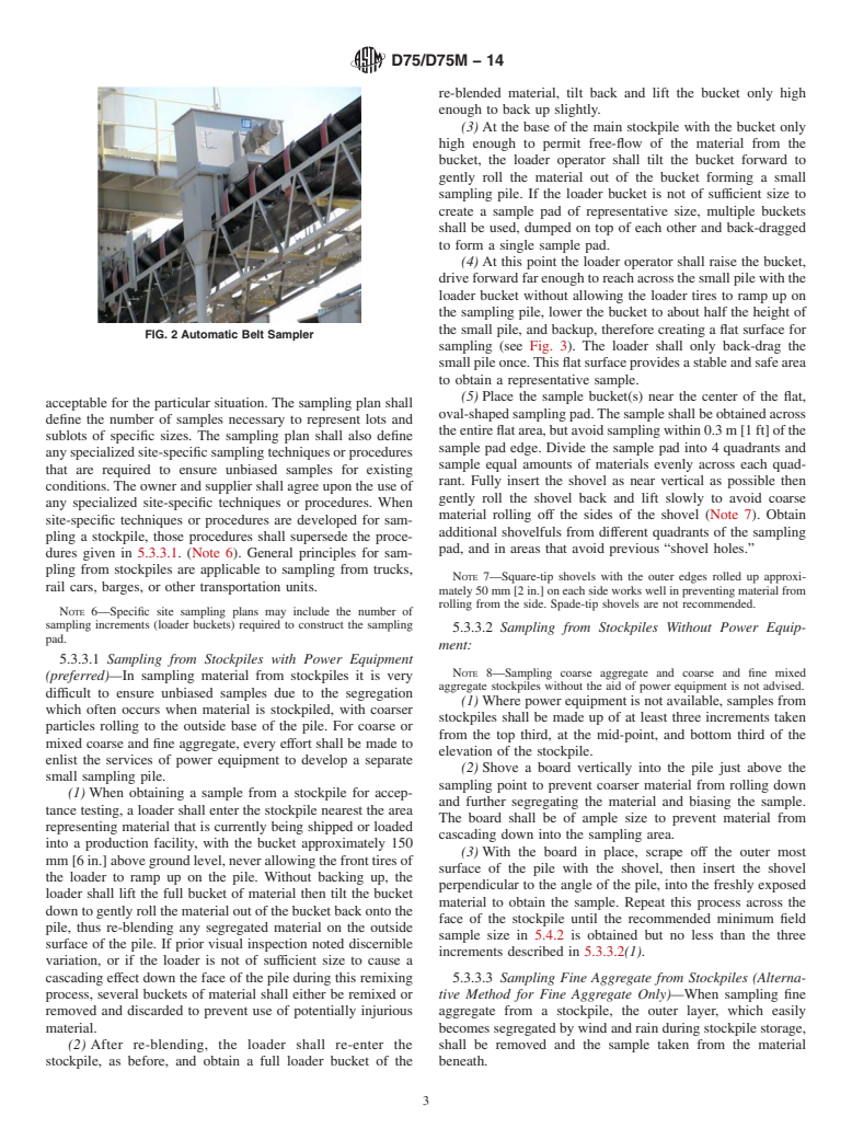 ASTM D75/D75M-14 - Standard Practice for  Sampling Aggregates