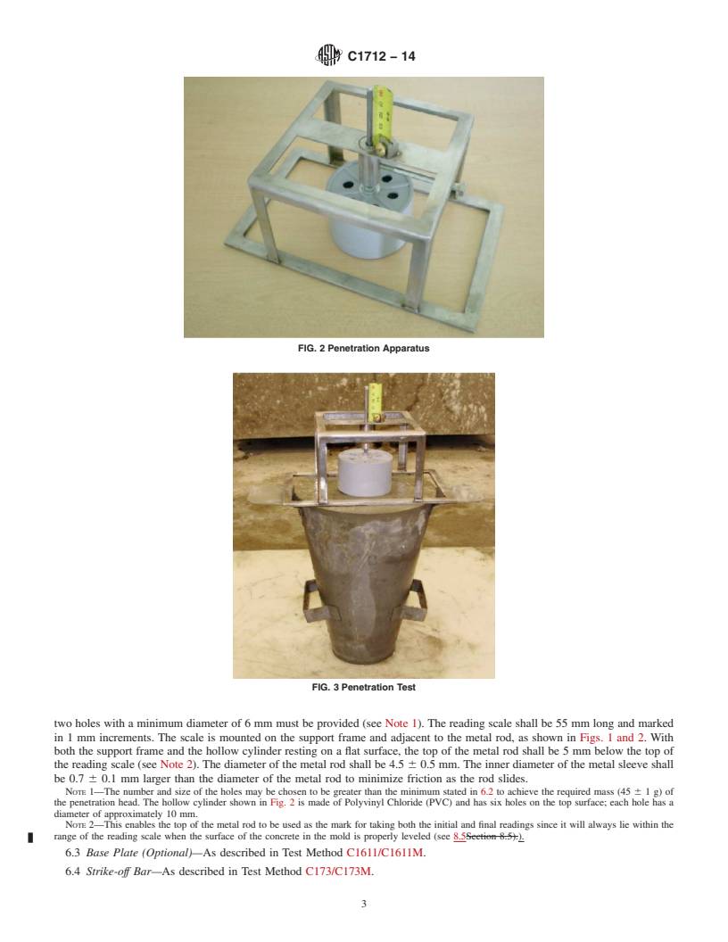 REDLINE ASTM C1712-14 - Standard Test Method for  Rapid Assessment of Static Segregation Resistance of Self-Consolidating  Concrete Using Penetration Test