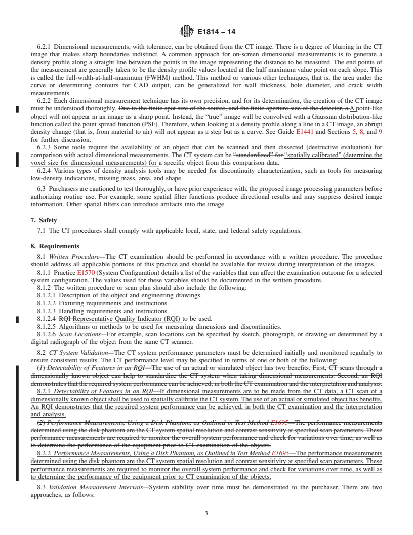 REDLINE ASTM E1814-14 - Standard Practice for  Computed Tomographic &#40;CT&#41; Examination of Castings