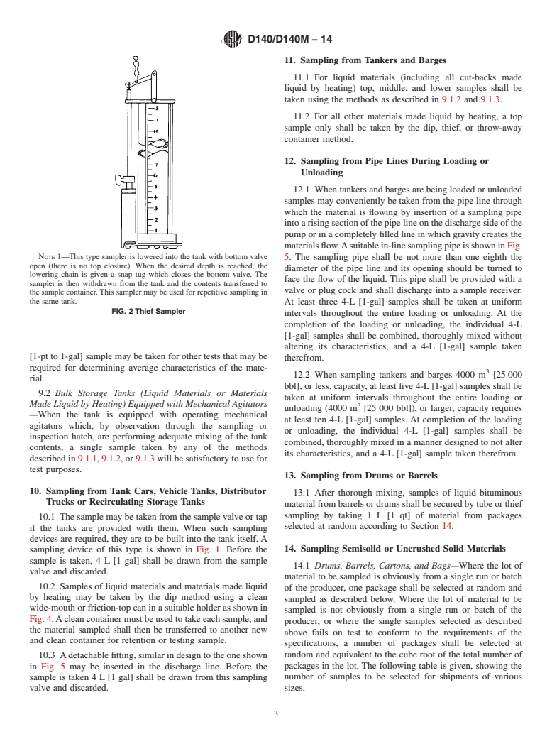 ASTM D140/D140M-14 - Standard Practice for Sampling Bituminous Materials