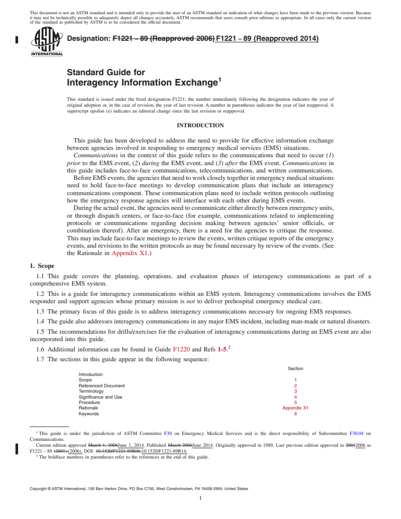 REDLINE ASTM F1221-89(2014) - Standard Guide for  Interagency Information Exchange