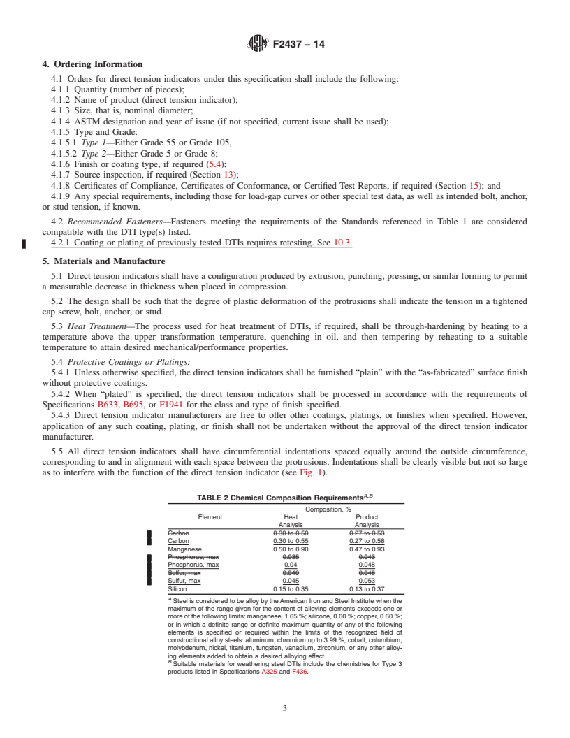 REDLINE ASTM F2437-14 - Standard Specification for  Carbon and Alloy Steel Compressible-Washer-Type Direct Tension  Indicators  for Use with Cap Screws, Bolts, Anchors, and Studs