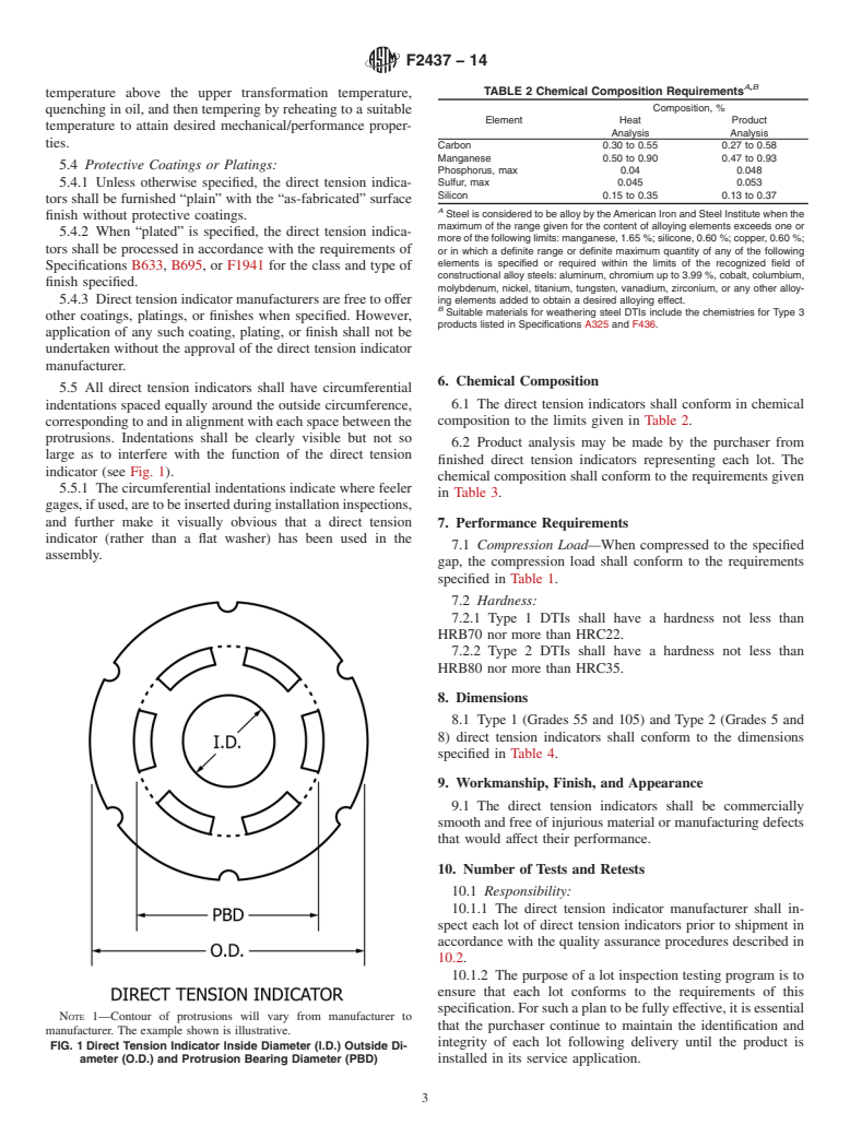 ASTM F2437-14 - Standard Specification for  Carbon and Alloy Steel Compressible-Washer-Type Direct Tension  Indicators  for Use with Cap Screws, Bolts, Anchors, and Studs