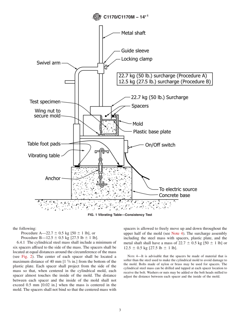 ASTM C1170/C1170M-14e1 - Standard Test Method for  Determining Consistency and Density of Roller-Compacted Concrete  Using a Vibrating Table