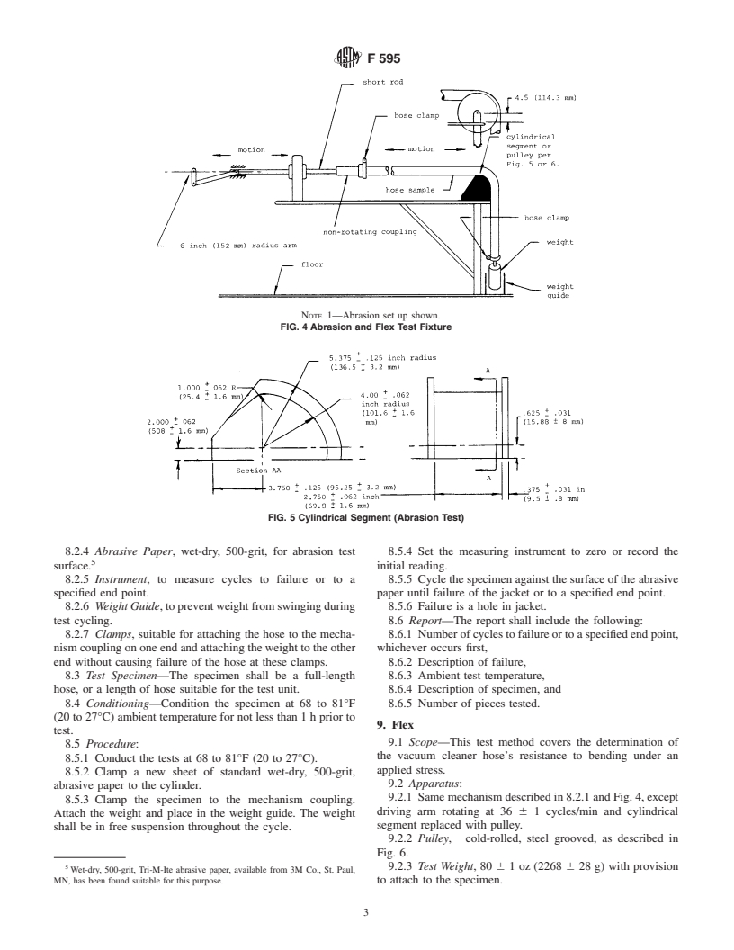 ASTM F595-01 - Standard Test Methods for Vacuum Cleaner Hose&#8212;Durability and Reliability (All-Plastic Hose)