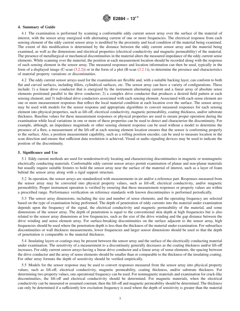REDLINE ASTM E2884-13e1 - Standard Guide for  Eddy Current Testing of Electrically Conducting Materials Using  Conformable Sensor Arrays
