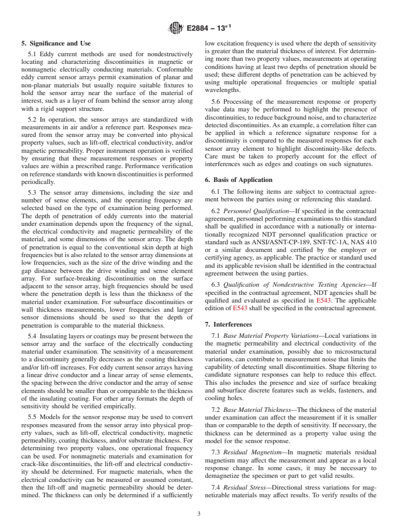 ASTM E2884-13e1 - Standard Guide for  Eddy Current Testing of Electrically Conducting Materials Using  Conformable Sensor Arrays
