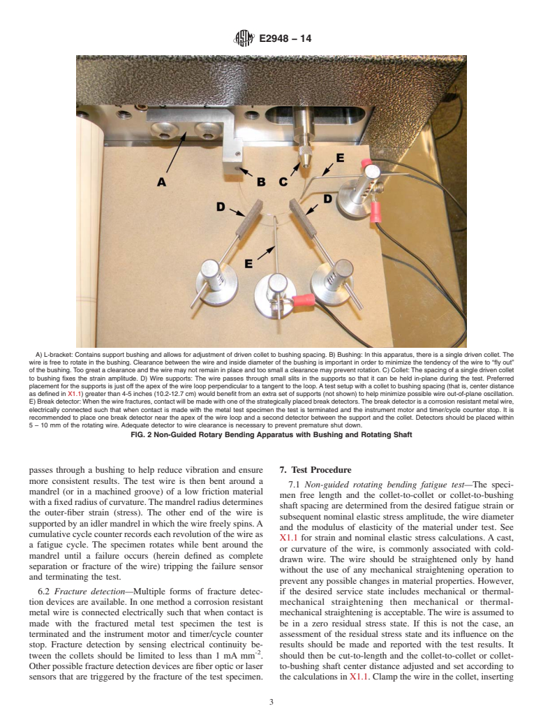 ASTM E2948-14 - Standard Test Method for Conducting Rotating Bending Fatigue Tests of Solid Round Fine  Wire