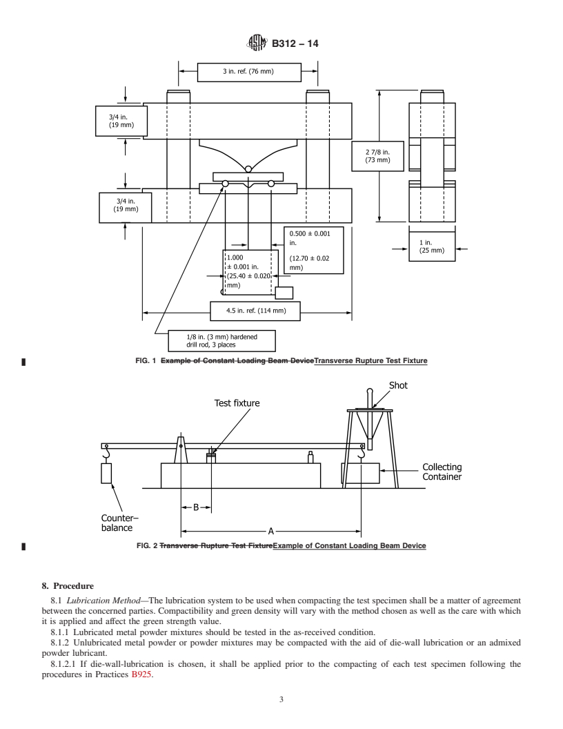 REDLINE ASTM B312-14 - Standard Test Method for  Green Strength of Specimens Compacted from Metal Powders