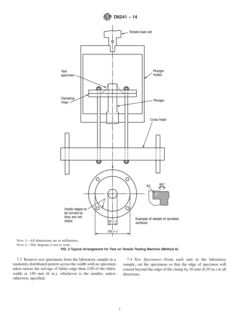 ASTM D6241-14 - Standard Test Method for Static Puncture Strength of Geotextiles and Geotextile-Related  Products Using a 50-mm Probe