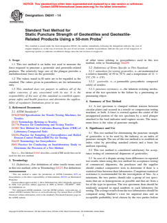 ASTM D6241-14 - Standard Test Method for Static Puncture Strength of Geotextiles and Geotextile-Related  Products Using a 50-mm Probe